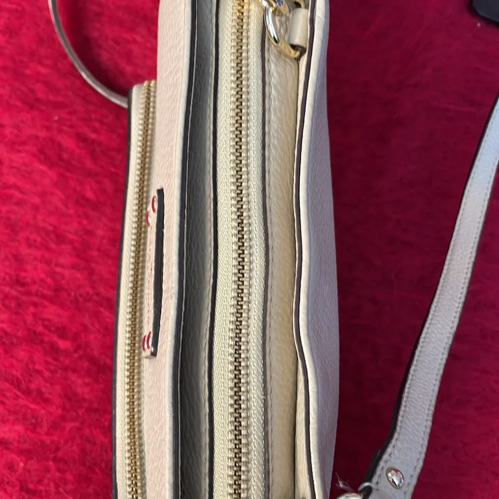 KATE SPADE SAVILLA BAXTER STREET SEEDPEARL CROSSBODY BEIGE LEATHER GOLD HARDWARE